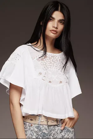 Maeve Short-Sleeve Embellished Swing Top