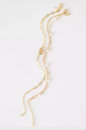 Anthropologie Pearl Bubble Monogram Bracelet