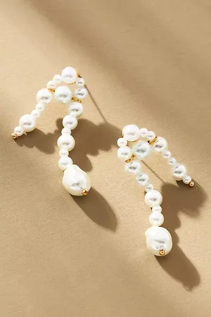 Anthropologie Waterfall Pearl Drop Earrings