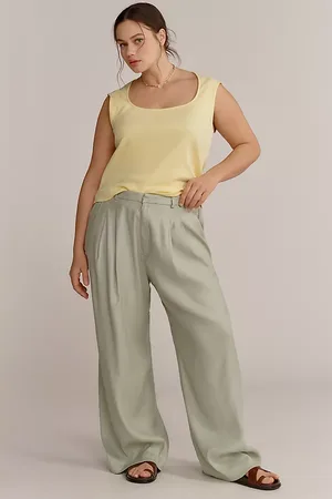 Maeve The Avery Pleated Wide-Leg Trousers by : Linen Edition