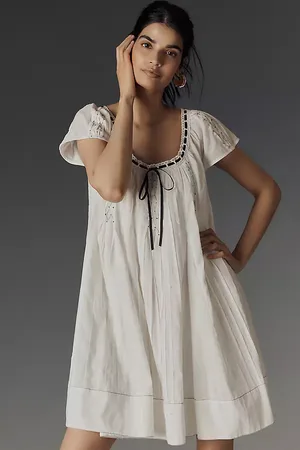 Anthropologie Tie Mini Swing Dress