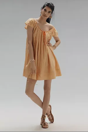 Anthropologie Tie Mini Swing Dress
