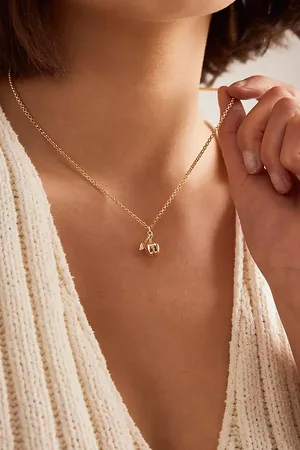 Anthropologie Plated Apple Pendant Necklace