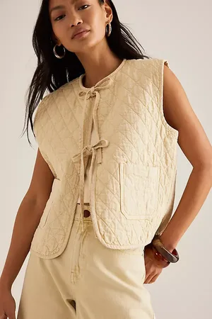 seventy + mochi Aria Quilted Tie-Front Vest
