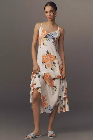 Anthropologie Square-Neck Asymmetrical Midi Dress