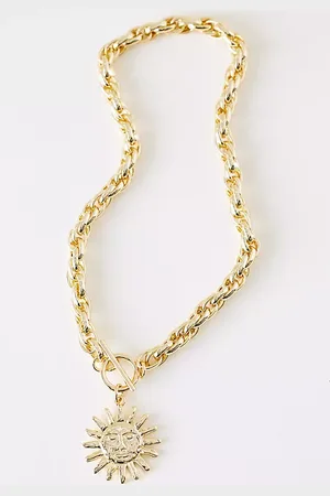 Anthropologie Statement Sun Pendant Necklace