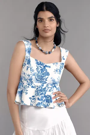 Maeve Square-Neck Peplum Tank Top