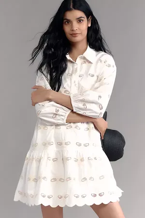 Maeve The Bettina Tiered Mini Shirt Dress: Embroidered Bee Edition
