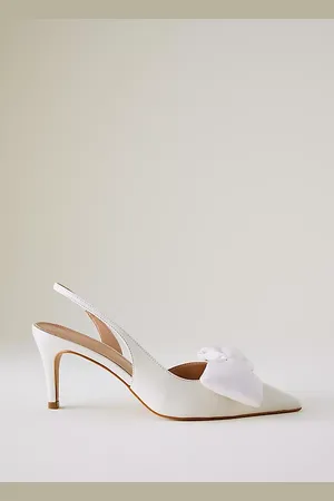 Anthropologie Satin Bow Slingback Heels