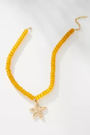 Anthropologie Beaded Pendant Necklace