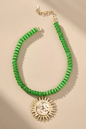 Anthropologie Beaded Pendant Necklace