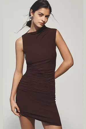 Anthropologie Ruched Mock-Neck Knit Dress