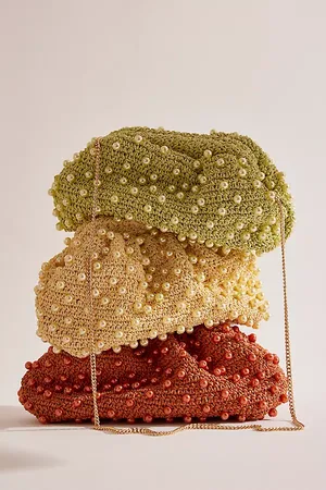 Anthropologie Beaded Crochet Clutch