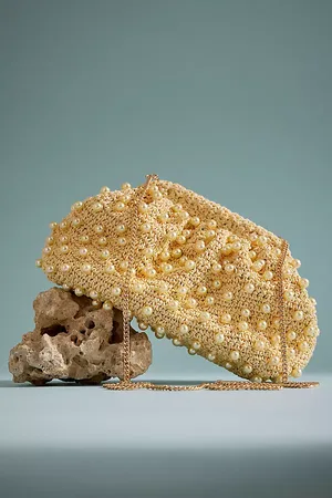 Anthropologie Beaded Crochet Clutch