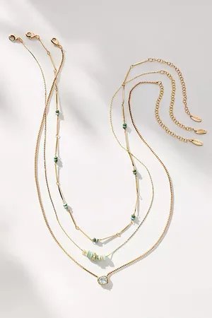 Anthropologie Beaded Shell & Crystal Necklaces, Set of 3