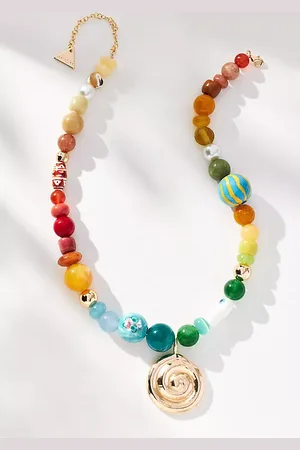Anthropologie Beaded Icon Charm Necklace