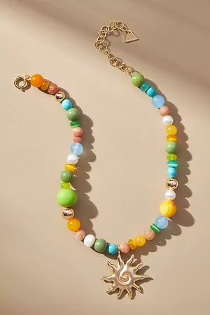 Anthropologie Beaded Icon Charm Necklace