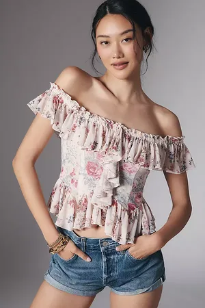 Anthropologie Off-The-Shoulder Mesh Top