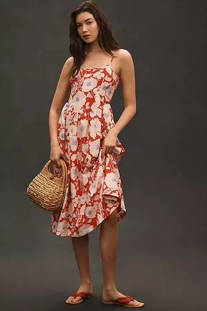Maeve Sleeveless Square-Neck Drop-Waist Midi Dress