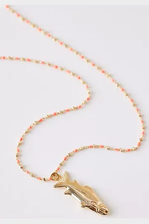 Anthropologie Beaded Fish Pendant Necklace
