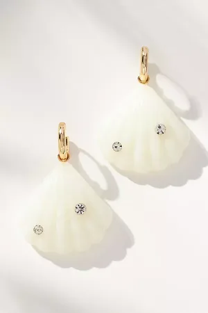 Anthropologie Fun Icon Charm Huggie Hoop Earrings