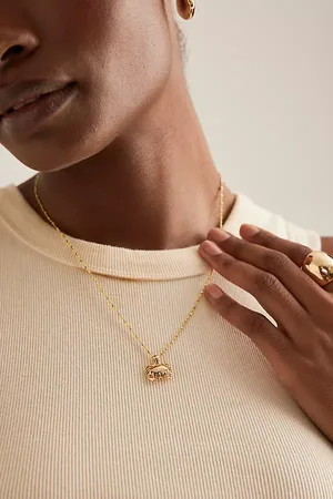 Anthropologie Beaded Crab Pendant Necklace