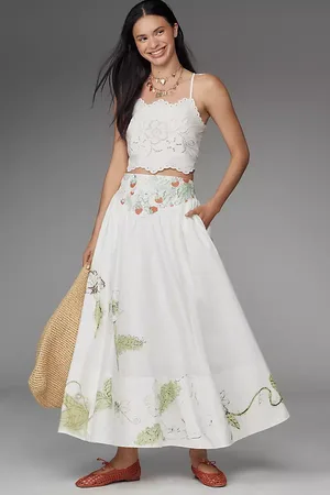Anthropologie Swan Gossip x Anthropologie Basque-Waist Maxi Skirt