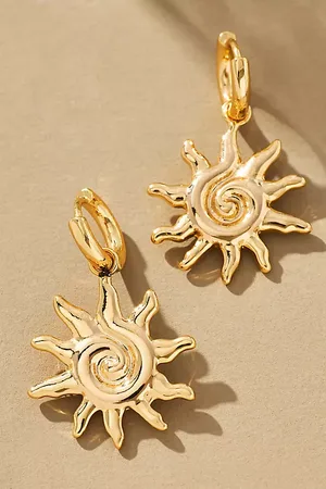 Anthropologie Fun Icon Charm Huggie Hoop Earrings