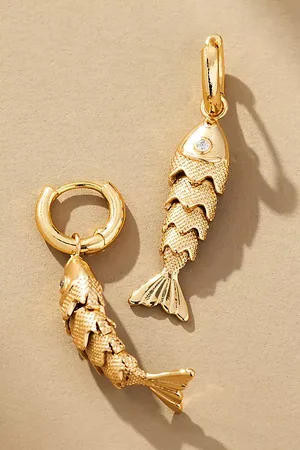 Anthropologie Fun Icon Charm Huggie Hoop Earrings