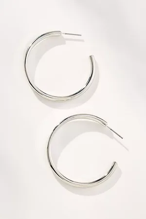 Anthropologie Thin Rocker Hoop Earrings