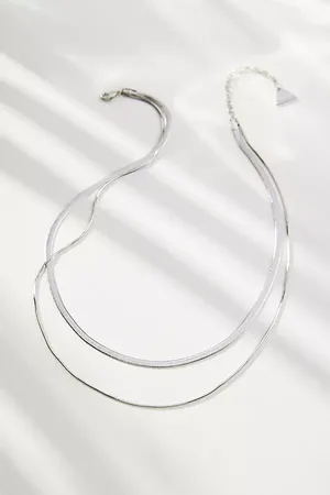 Anthropologie Double Layer Herringbone Necklace