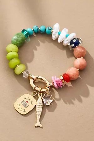 Anthropologie Beaded Charm Stretch Bracelet