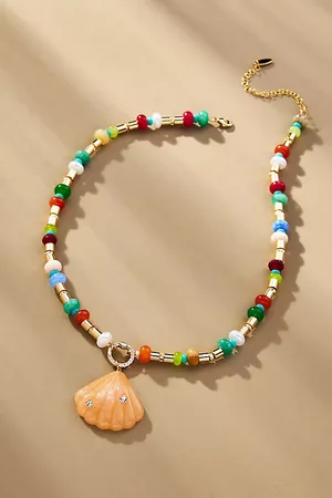 Anthropologie Beaded Cluster Charm Necklace