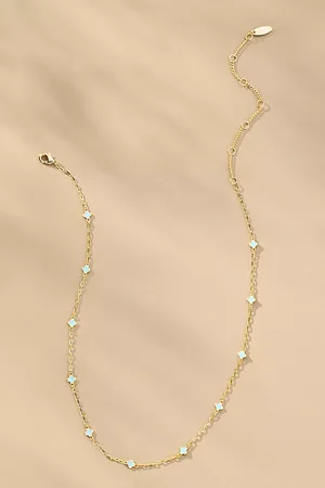 Anthropologie Tiny Clover Chain Necklace