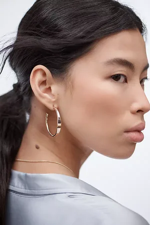 Anthropologie Thin Rocker Hoop Earrings