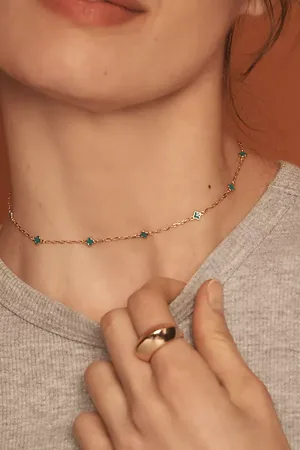 Anthropologie Tiny Clover Chain Necklace