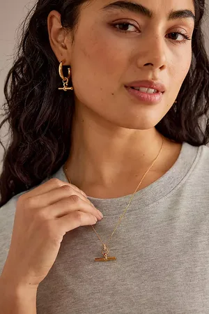 Tilly Sveaas Plated Small Crystal T-Bar Chain Necklace