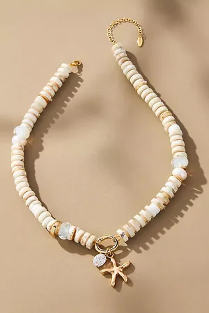 Anthropologie Beaded Cluster Charm Necklace