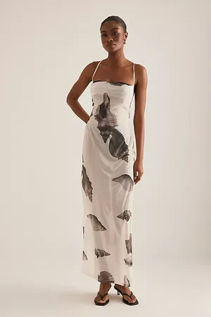 4th & Reckless Madeline Shell-Print Mesh Maxi Dress