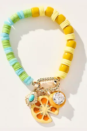 Anthropologie Beaded Charm Stretch Bracelet