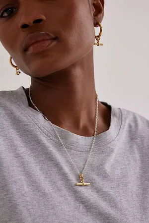 Tilly Sveaas Silver Belcher Chain T-Bar Necklace