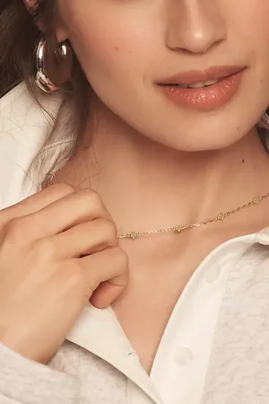 Anthropologie Tiny Clover Chain Necklace