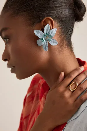Anthropologie Oversized Flower Post Earrings