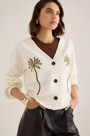 Never Fully Dressed Embroidered Palm Cardigan