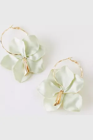 Anthropologie Oversized Flower Drop Hoop Earrings