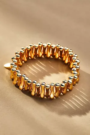 Anthropologie Ribbed Metal Stretch Bracelet