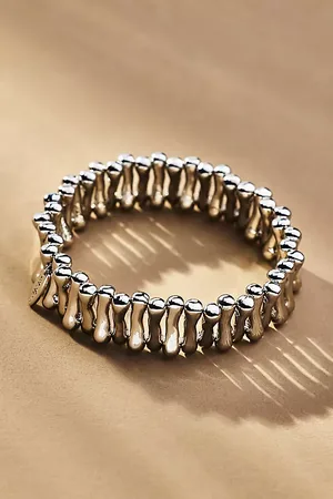Anthropologie Ribbed Metal Stretch Bracelet