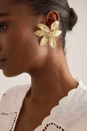 Anthropologie Oversized Flower Post Earrings