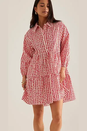 Maeve The Bettina Tiered Mini Shirt Dress