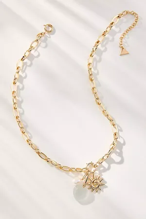 Anthropologie Thick Chain Charm Cluster Necklace